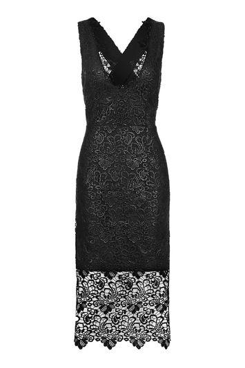 Topshop Petite Lace Plunge Midi Dress