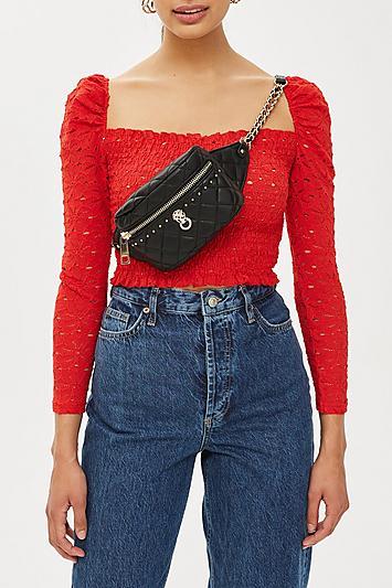 Topshop Black Quilted Panther Bum Bag
