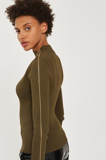 Topshop Zip Side Funnel Neck Sweater