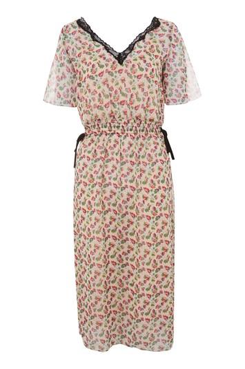 Topshop Lace Embroidered Ditsy Midi Dress