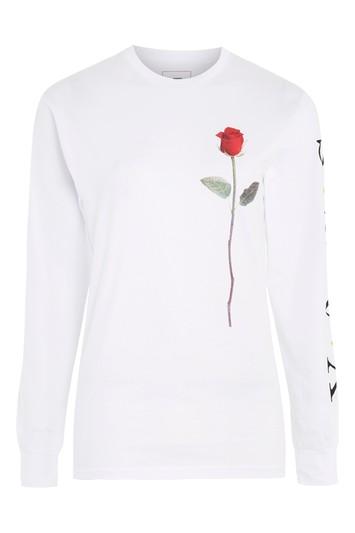 Topshop Rose Print Long Sleeve T-shirt By Vans