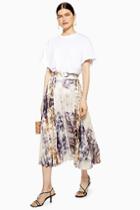 Topshop Tie Dye Pleat Midi Skirt