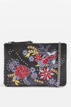 Topshop Ester Embroidered Leather Crossbody Bag