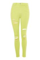 Topshop Moto Lime Super Ripped Jamie Jeans