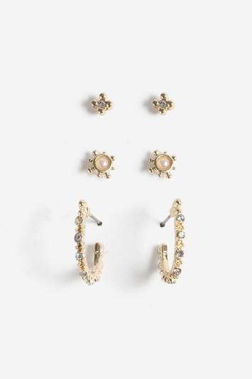 Topshop Rhinestone And Pearl Stud Earrings
