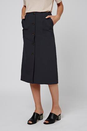 Topshop Button Midi Skirt By Boutique