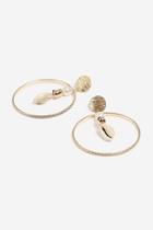 Topshop Drop Pearl And Shell Hoops