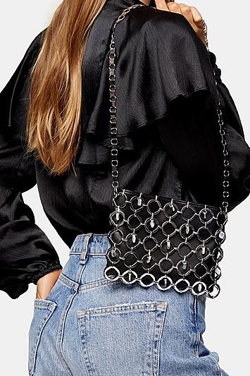 Topshop Dolly Silver Cage Cross Body Bag