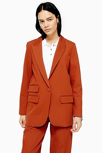 Topshop Orange Single Breasted Blazer