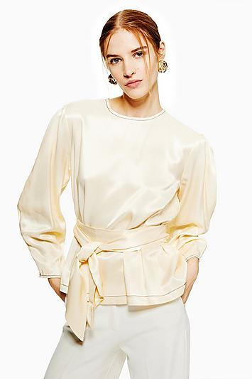 Topshop Belted Ovoid Sleeve Top