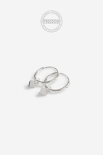 Topshop *sterling Silver Heart Charm Earrings