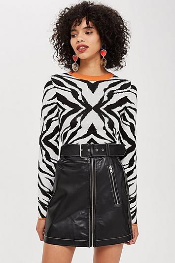 Topshop Zebra Skinny Top