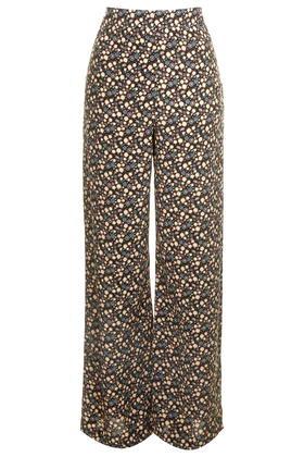 Topshop Wide Leg Floral Print Trousers