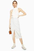 Topshop Ivory Split Utility Midi Skirt