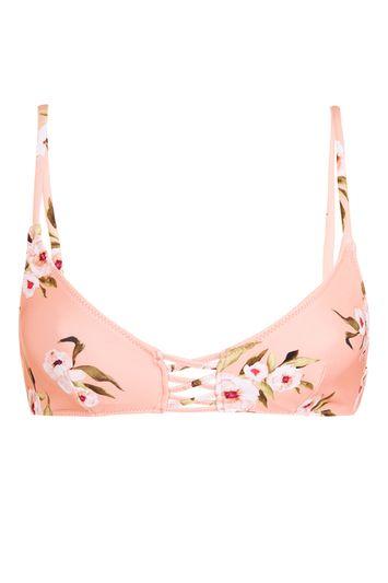 Topshop Posie Pink Crop Bikini Top