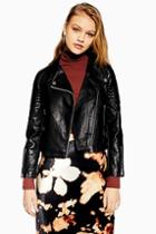 Topshop Petite Black Pu Leather Biker Jacket