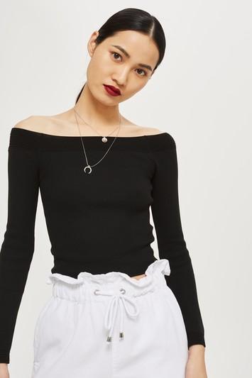 Topshop Ottoman Trim Bardot Top