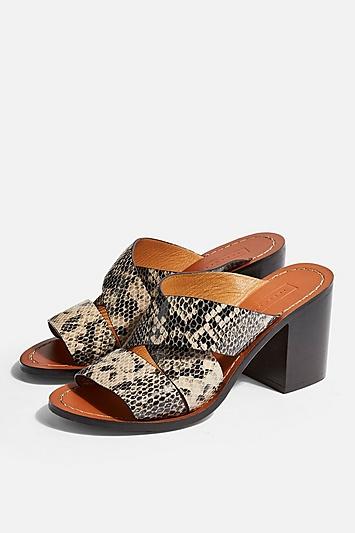 Topshop Vivid Snake Mule Sandals