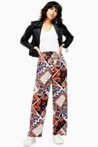 Topshop Scarf Print Wide Leg Trousers