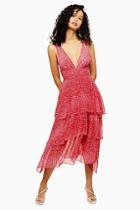 Topshop Pink Leopard Pinafore Dress