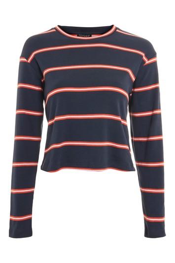 Topshop Colour Striped Long Sleeve Crew Neck T-shirt