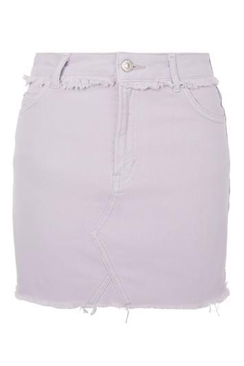 Topshop Moto Lilac Denim Mini Skirt