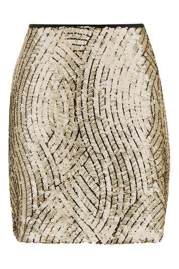 Topshop Psych Swirl Sequin Mini Skirt