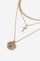 Topshop *coin And Cross Layered Necklace