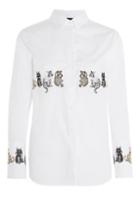 Topshop Petite Embroidered Cat Shirt