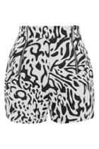 Topshop *animal Print Zip Front Shorts By Rare