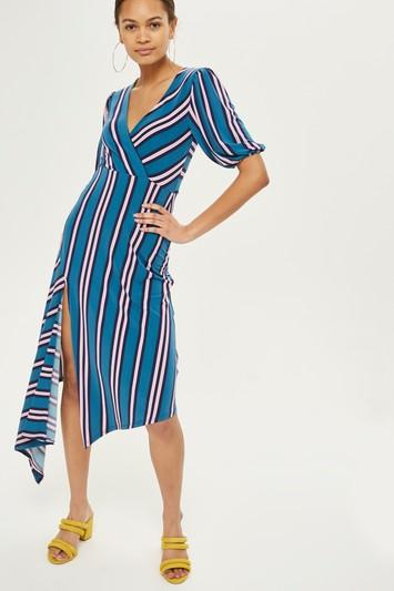 Topshop Striped Side Split Dress