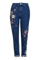 Topshop Moto Petite Embroidered Mom Jeans