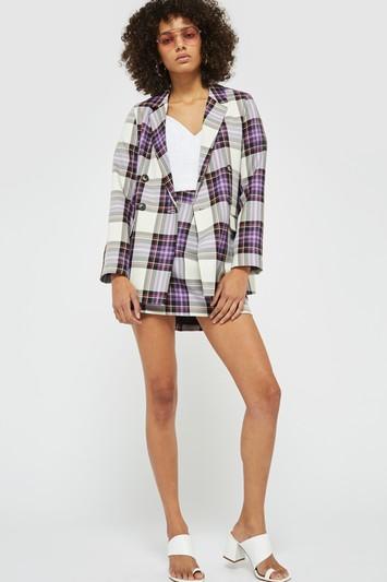 Topshop Double Breasted Tartan Jacket