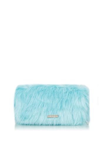 Topshop *mint Fur Make Up Bag By Skinnydip