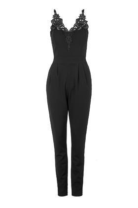 Topshop *lace Trim V-neck Jumpsuit By Wal