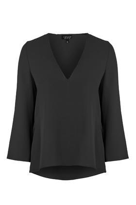 Topshop Plunge V-neck Raw Edge Top