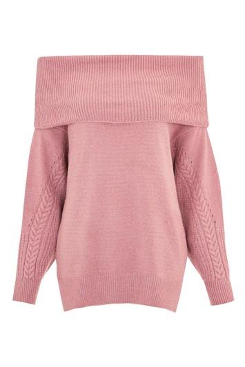 Topshop Cable Sleeve Bardot Sweater