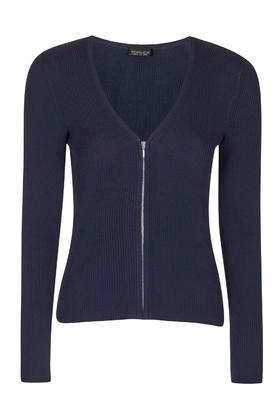Topshop Ribbed Zip Cardigan