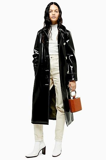 Topshop Contrast Vinyl Trench