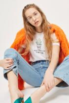 Topshop Petite 'aloe' Embroidered T-shirt