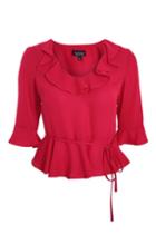Topshop Red Frill Blouse