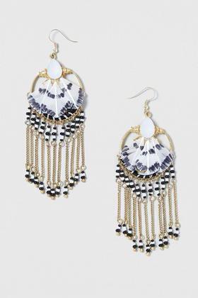 Topshop Feather Chain Drop Earrings