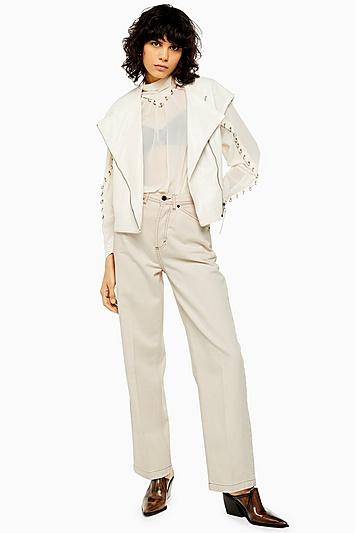 Topshop Ecru Parallel Jeans