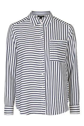 Topshop Simple Mix Panel Stripe Shirt