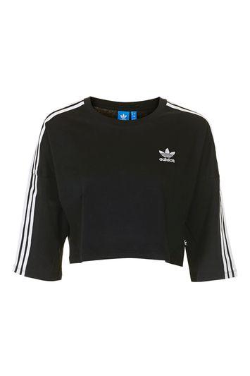 Topshop Three Stripe Crop Tee By Adidas Originals