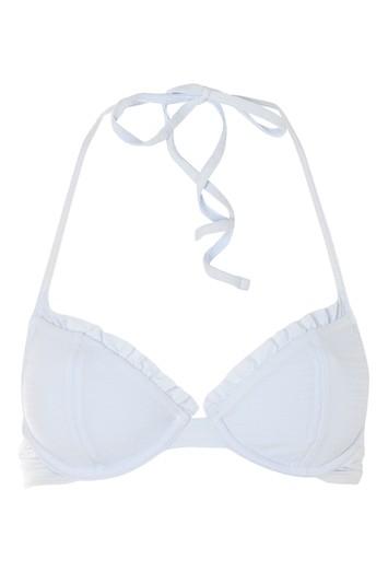Topshop Textured Frill Plunge Bikini Top