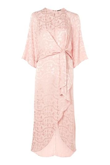 Topshop Jacquard Knot Front Midi Dress