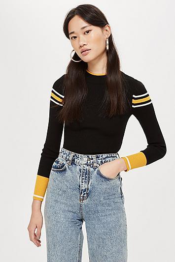 Topshop Stripe Detail Top