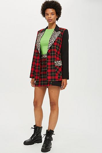 Topshop Mixed Tartan Jacket