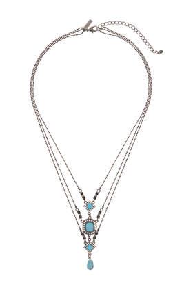 Topshop Multi-row Turquoise Stone Layer Necklace